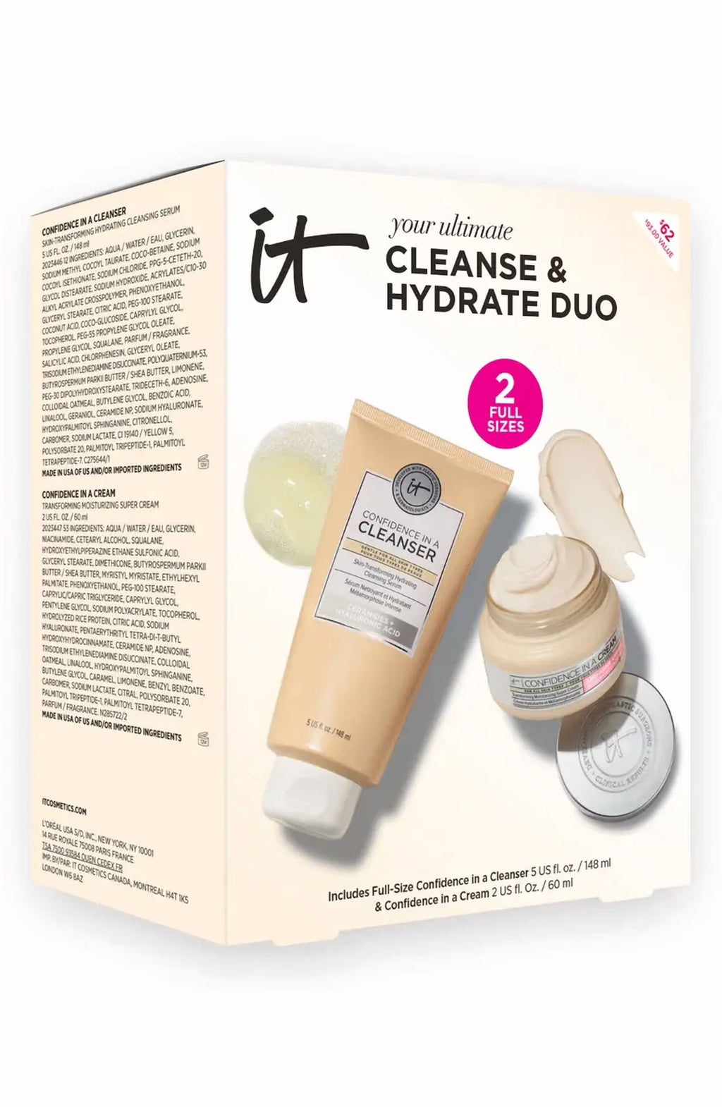 It Cosmetics Confidence in A Cream + Cleanser Full Size Set